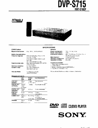Sony DVP-S715 Sony Dvd Player Dvp-s715 Schematic